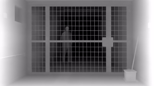 Lotus-D v2.0 Disparity depth map of Prison mesh gates