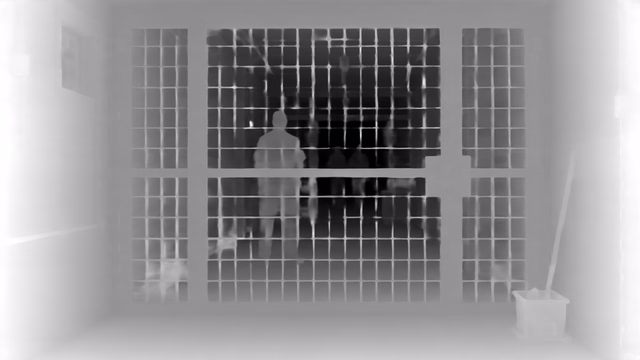 Metric3D v2 ViT-Large depth map of Prison mesh gates