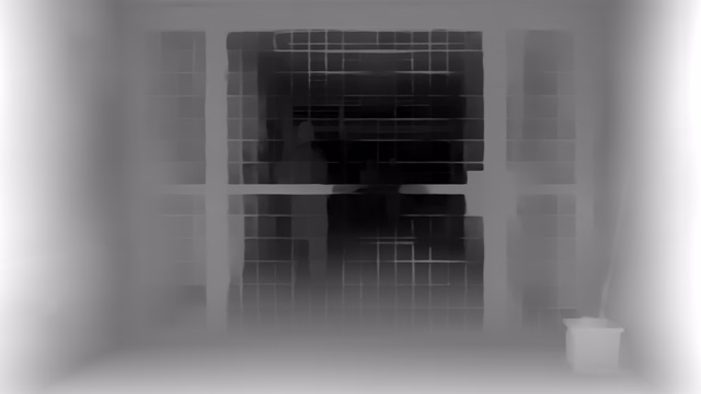 MiDaS 3.0 DPT-Large 384 depth map of Prison mesh gates