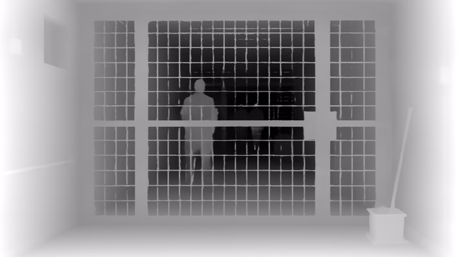 Video Depth Anything Large depth map of Prison mesh gates