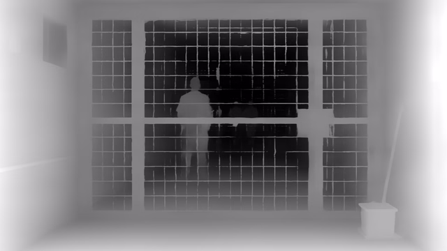 Video Depth Anything Small depth map of Prison mesh gates