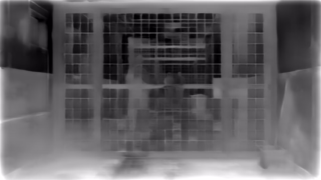 ZoeDepth NYU depth map of Prison mesh gates