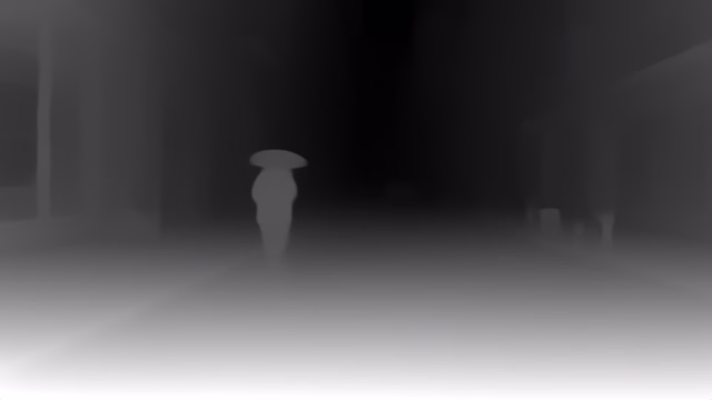 Depth Anything V1 Base depth map of Rainy night street
