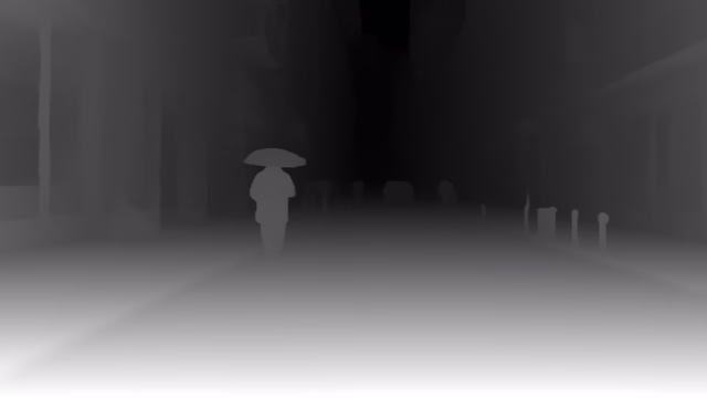 Depth Anything V2 Base depth map of Rainy night street