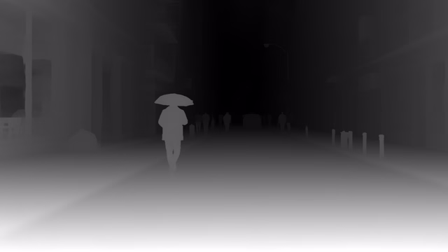 Depth Anything 3 Giant depth map of Rainy night street