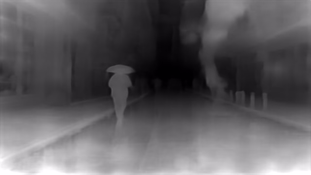 DPT DINOv2-Giant NYU depth map of Rainy night street