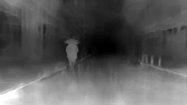 DPT DINOv2-Small NYU depth map of Rainy night street