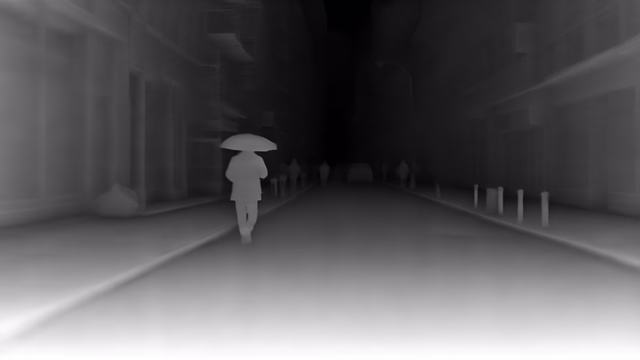Iris depth map of Rainy night street