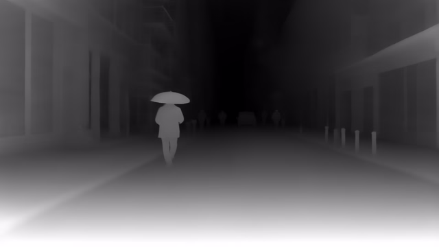 Lotus-G v2.0 Disparity depth map of Rainy night street
