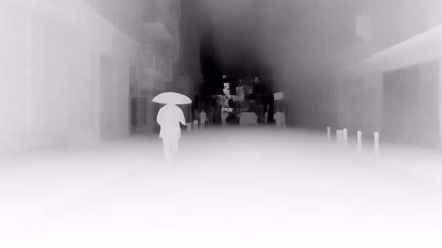 Marigold Depth v1.1 depth map of Rainy night street