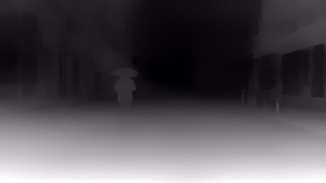 MiDaS 3.1 DPT BEiT-Large 512 depth map of Rainy night street