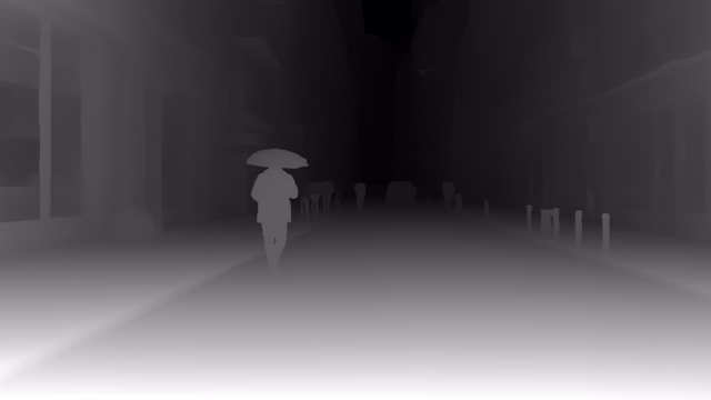 Video Depth Anything Large depth map of Rainy night street