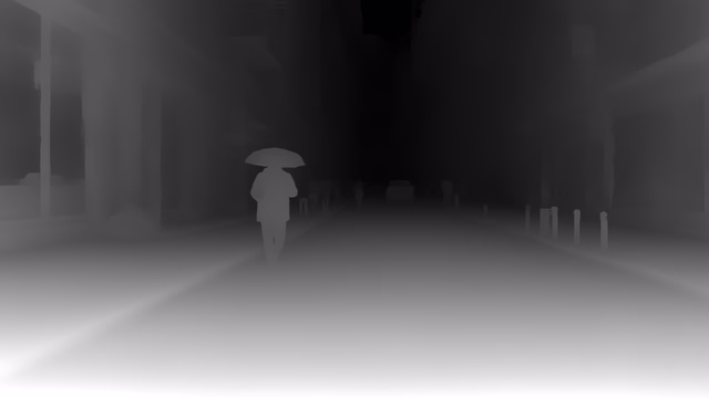 Video Depth Anything Small depth map of Rainy night street