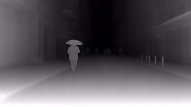 Lotus-D depth map of Rainy night street