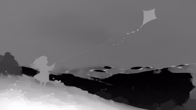 MoGe ViT-L depth map of Watercolor illustration