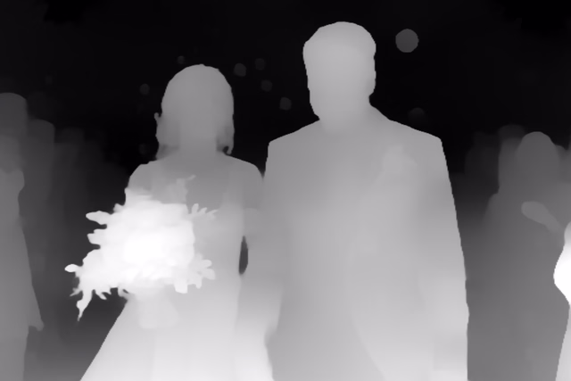 Depth Anything V2 Small depth map of Wedding, soap bubbles