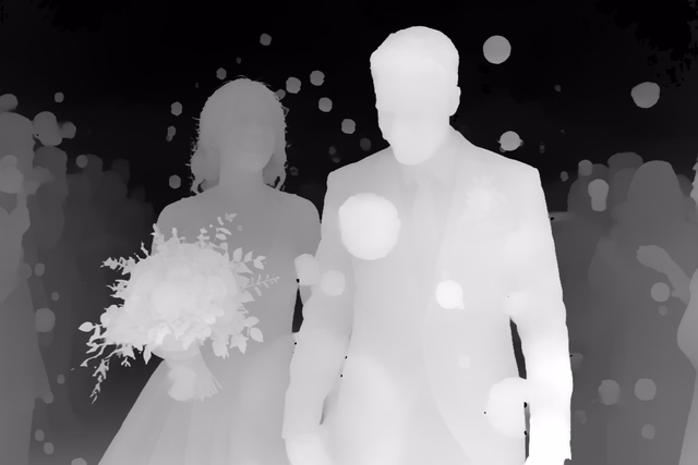Depth Anything 3 Metric Large depth map of Wedding, soap bubbles