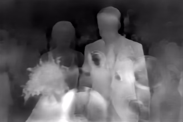 DPT DINOv2-Small NYU depth map of Wedding, soap bubbles