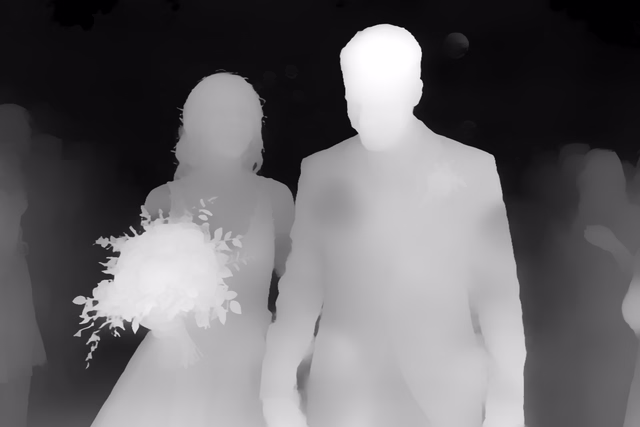 Video Depth Anything Small depth map of Wedding, soap bubbles