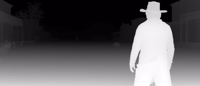 Depth Anything V2 Large depth map of Western duel