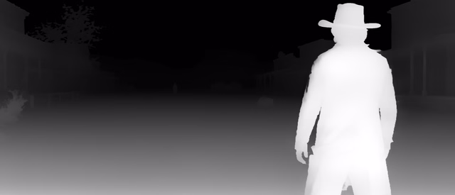 Video Depth Anything Small depth map of Western duel