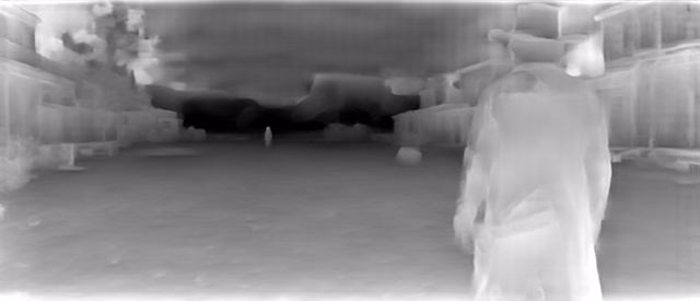 ZoeDepth NYU+KITTI depth map of Western duel