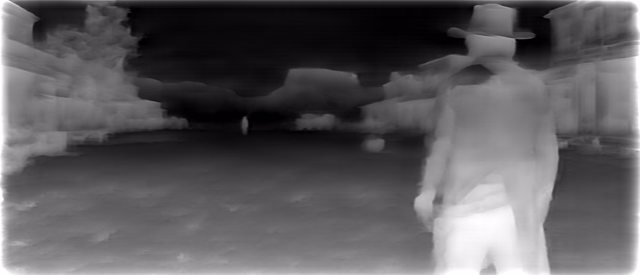 ZoeDepth NYU depth map of Western duel